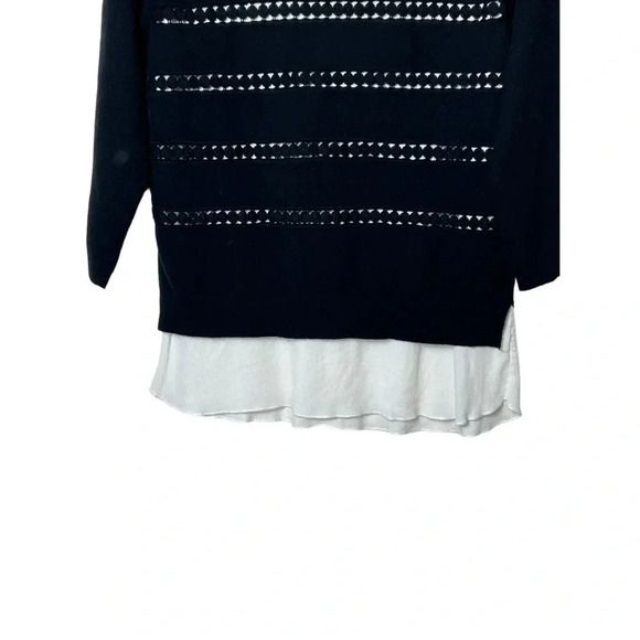 1641. ANTHROPOLOGIE ANGEL OF THE NORTH DOVIE LAYERED SWEATER BLACK/WHITE SIZE SM - Picture 6 of 11
